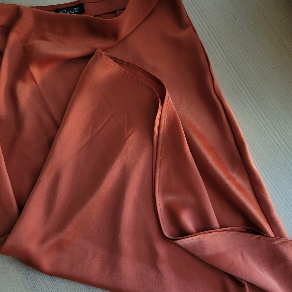 Silky Burnt Orange Midi Skirt